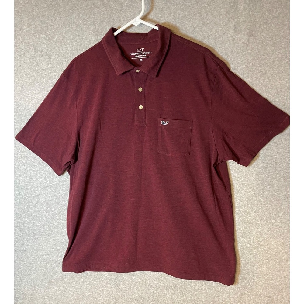 Vineyard Vines Edgartown Polo Shirt Mens‎ XL Heathered Maroon Soft Lightweight